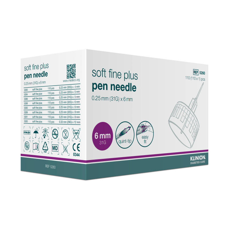 Klinion® soft fine plus (31G), 6 mm - aiguilles pour stylo injecteur